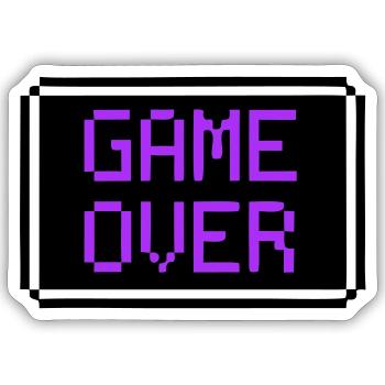 Game Over Shield Rétro Gamer - Sticker taille S (10 x 10 cm) - blanc mat - Devant
