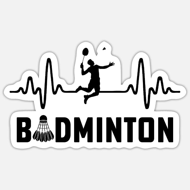 Badminton  - Sticker taille S (10 x 10 cm) - blanc mat