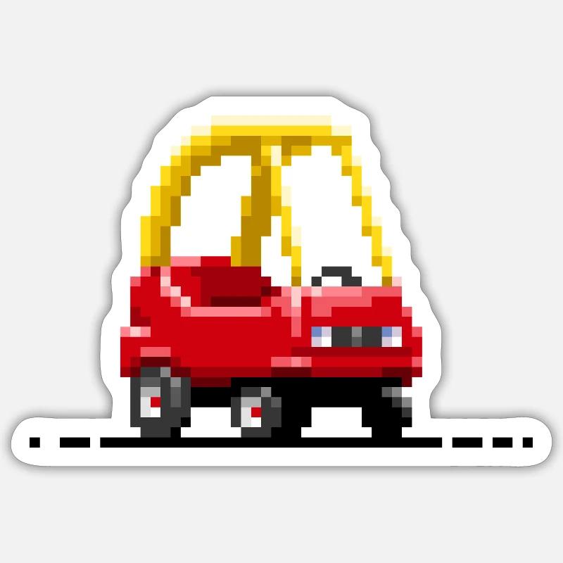 Kinder-Pixel-Auto - Sticker Größe S (10 x 10 cm) - Mattweiß