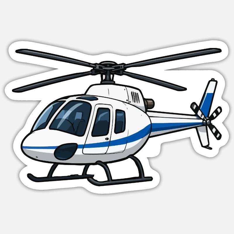 Illustration d’hélicoptère bleu-blanc - Sticker taille S (10 x 10 cm) - blanc mat