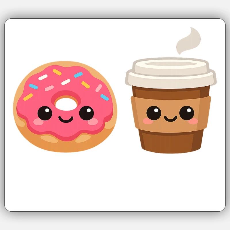 Amis du Donut et du Café - Sticker taille S (10 x 10 cm) - blanc mat