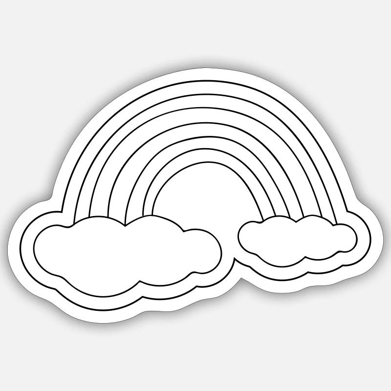 Minimalistischer Regenbogen auf Wolken - Sticker Größe S (10 x 10 cm) - Mattweiß