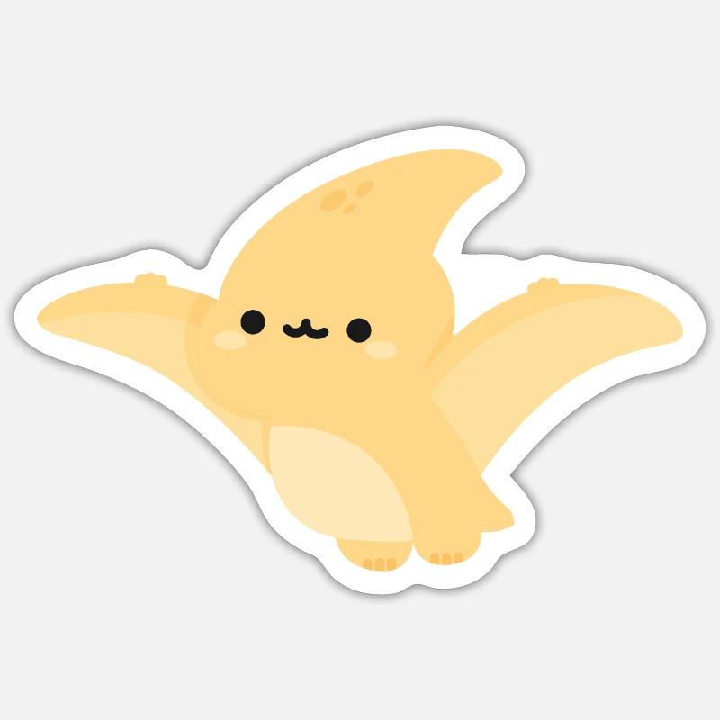 Pavot ptérodactyle de Kawaii - Sticker taille S (10 x 10 cm) - blanc mat