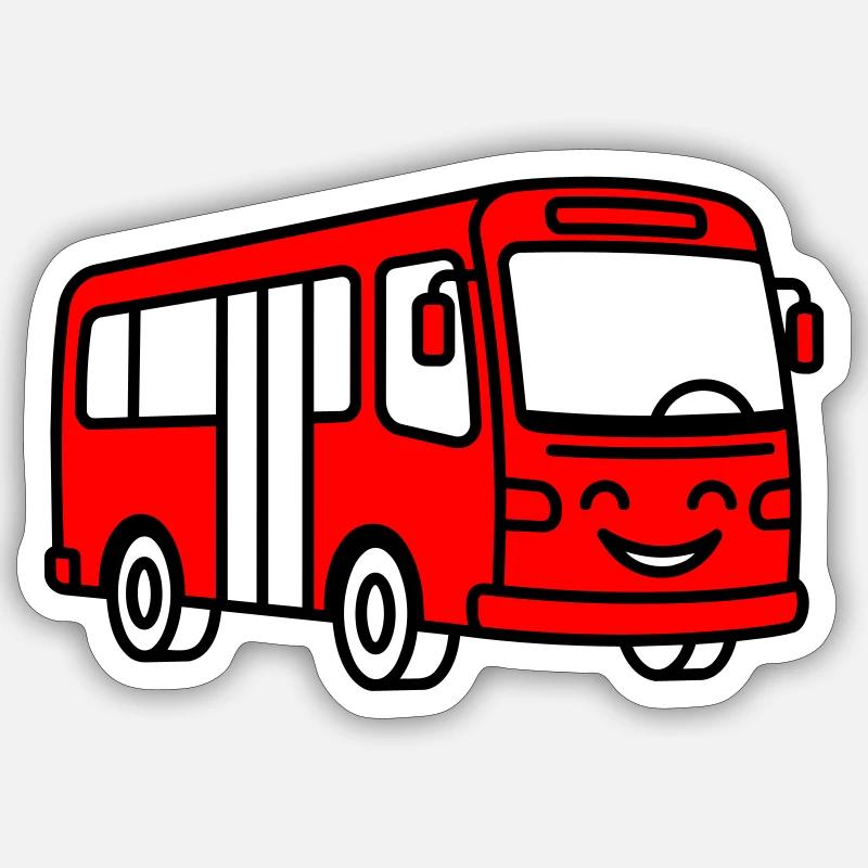 Dessin animé de bus - Sticker taille S (10 x 10 cm) - blanc mat