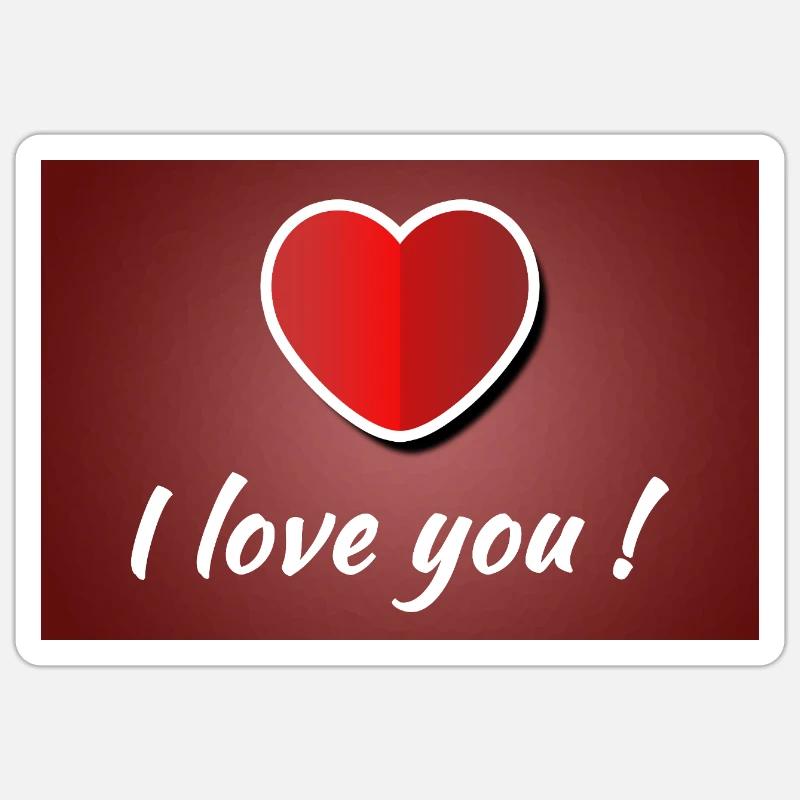 Je t’aime - Affiche avec cœur - Sticker taille S (10 x 10 cm) - blanc mat