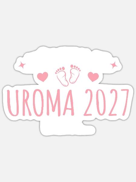 Schwangerschaft Verkünden Uroma 2027 - Sticker Größe S (10 x 10 cm) - Mattweiß