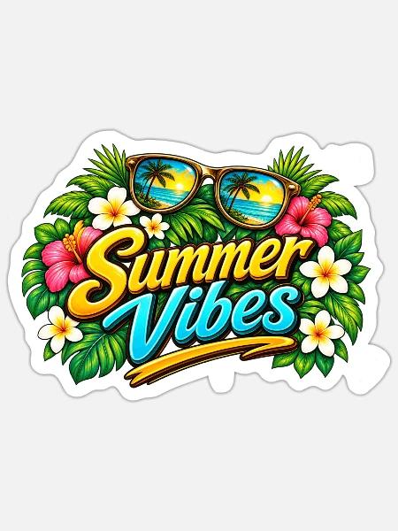 Sommervibes Paradies - Sticker Größe S (10 x 10 cm) - Mattweiß