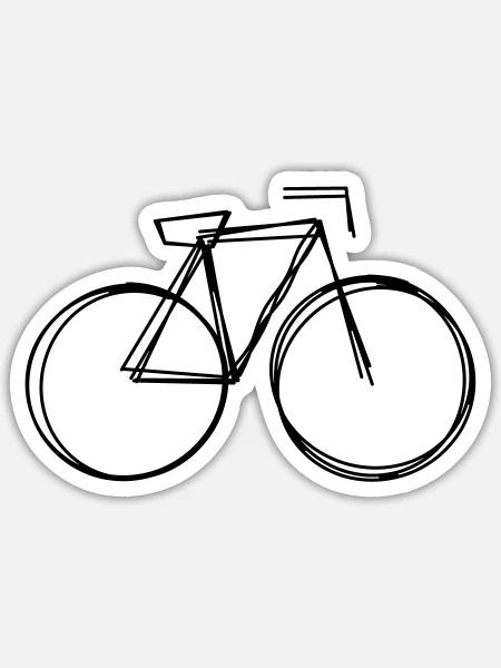 Fahrrad handgezeichnet - Sticker Größe S (10 x 10 cm) - Mattweiß