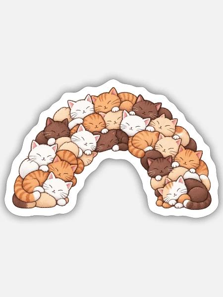 Schlafender Katzenbogen - Sticker Größe S (10 x 10 cm) - Mattweiß