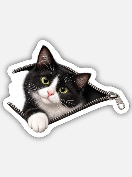 Tuxedo Cat - Sticker Größe S (10 x 10 cm) - Mattweiß