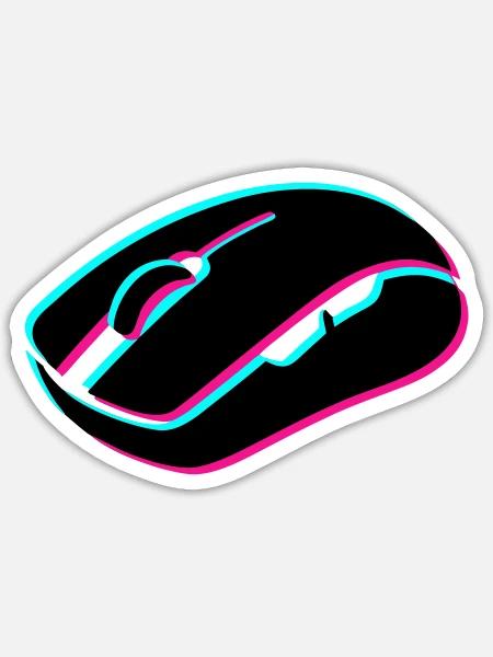 Gaming Maus Glitch Grafik - Sticker Größe S (10 x 10 cm) - Mattweiß