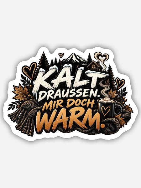 Kalt draussen, mir doch warm. - Sticker Größe S (10 x 10 cm) - Mattweiß