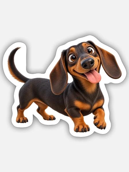 Fröhlicher Dackelblick - Sticker Größe S (10 x 10 cm) - Mattweiß