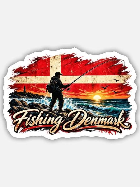 Fischen Dänemark Sonnenuntergang - Sticker Größe S (10 x 10 cm) - Mattweiß