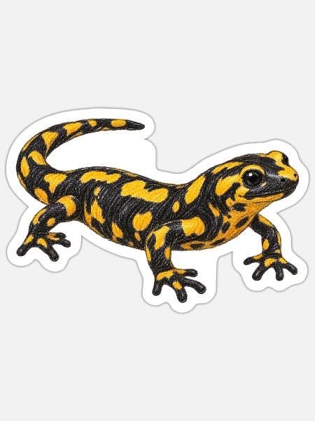 Feuersalamander - Sticker Größe S (10 x 10 cm) - Mattweiß
