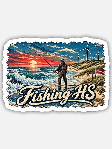 Angeln Hvide Sande2 - Sticker Größe S (10 x 10 cm) - Mattweiß