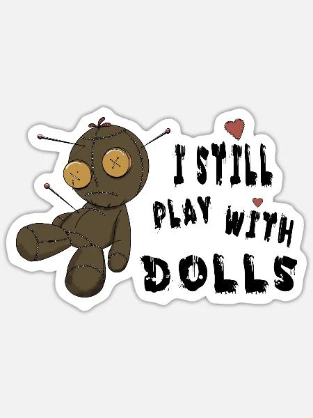 StichHerz Plüschpuppe mit Nadeln - Sticker Größe S (10 x 10 cm) - Mattweiß
