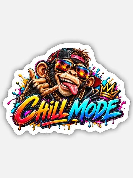 Chill Mode Dschungel Vibes - Sticker Größe S (10 x 10 cm) - Mattweiß