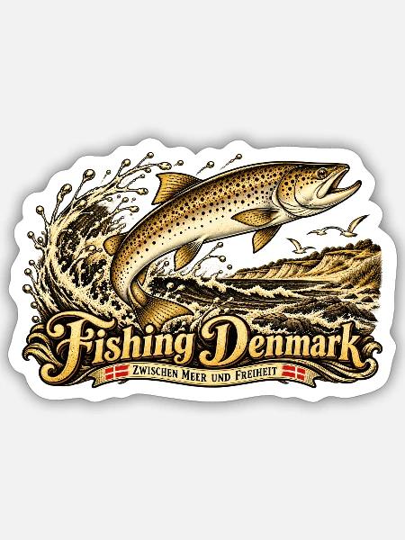 Dänemark Angeln  - Sticker Größe S (10 x 10 cm) - Mattweiß
