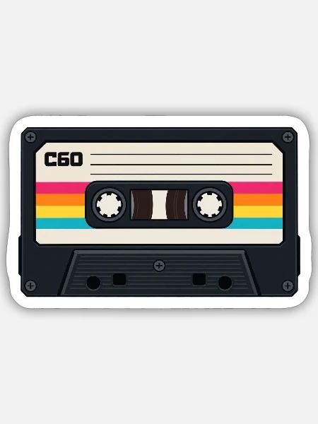 80s Cassette - Sticker Größe S (10 x 10 cm) - Mattweiß