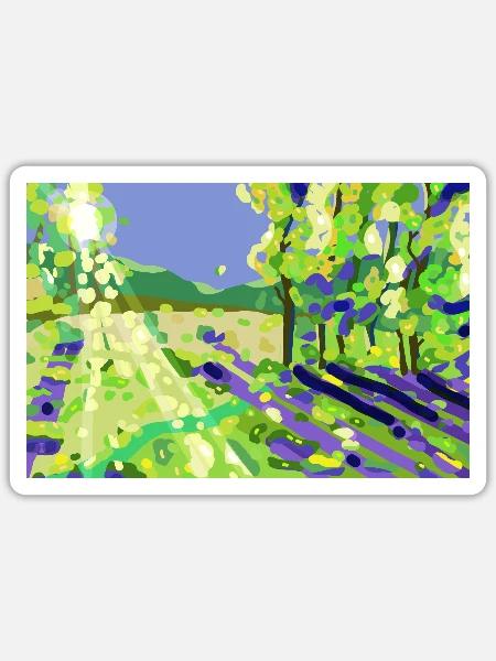 Impressionistische Sonnenlandschaft - Sticker Größe S (10 x 10 cm) - Mattweiß