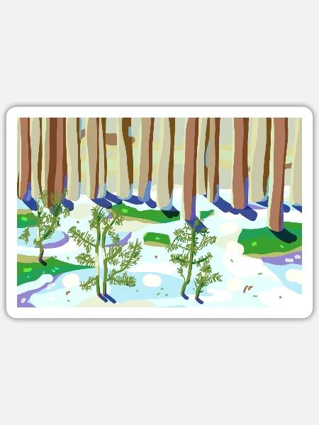 Winterwaldimpressionismus - Sticker Größe S (10 x 10 cm) - Mattweiß