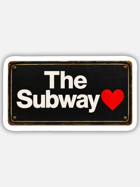 Subway Heart Retro-Schild - Sticker Größe S (10 x 10 cm) - Mattweiß