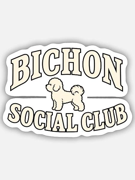 Bichon Social Club - Sticker Größe S (10 x 10 cm) - Mattweiß