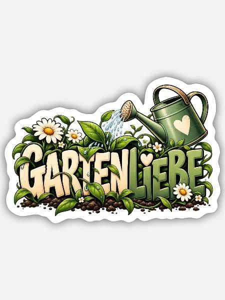 Gartenliebe mit Herz Liebevolle Geschenkidee  - Sticker Größe S (10 x 10 cm) - Mattweiß