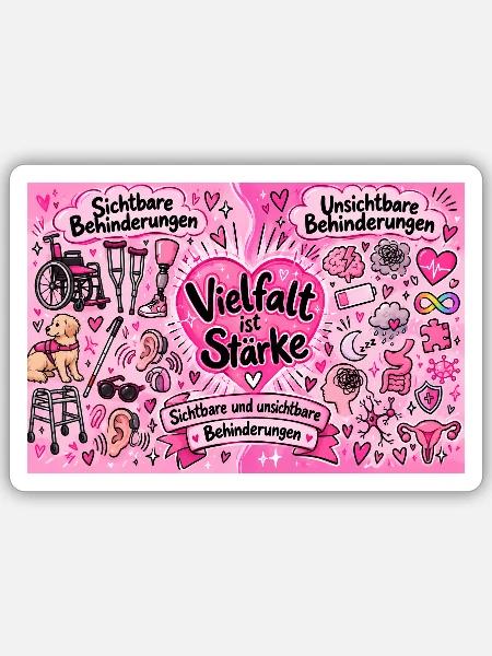 Vielfalt ist Stärke Herzdesign - Sticker Größe S (10 x 10 cm) - Mattweiß