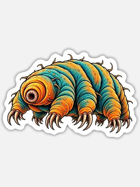 Bärtierchen – Bunte Mikroskopische Tierkunst - Sticker Größe S (10 x 10 cm) - Mattweiß