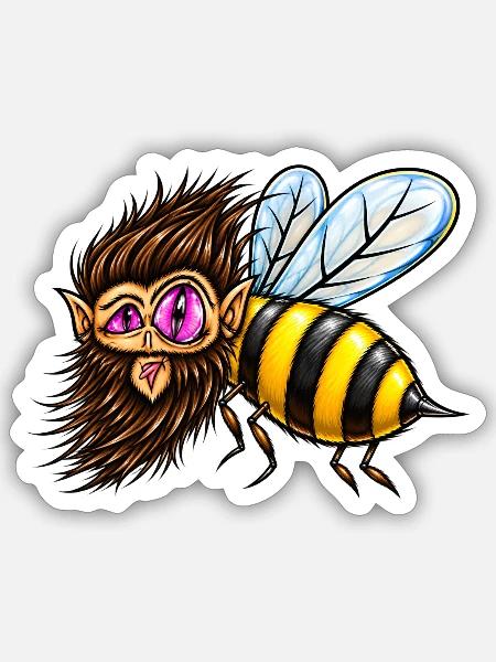 baertige_wespe - Sticker Größe S (10 x 10 cm) - Mattweiß