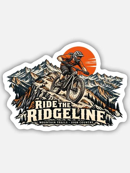 Ride the Ridgeline – Mountainbike - Sticker Größe S (10 x 10 cm) - Mattweiß