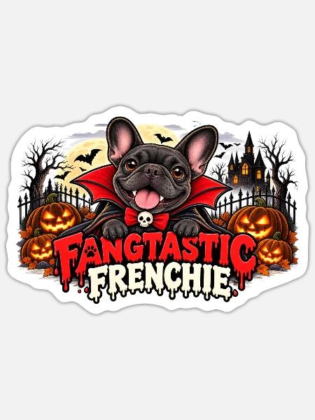  Fangtastic Frenchie Halloween Französische - Sticker Größe S (10 x 10 cm) - Mattweiß