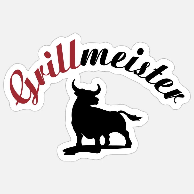 Maître de gril - Sticker taille S (10 x 10 cm) - blanc mat