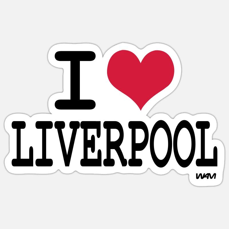 j'aime liverpool par wam - Sticker taille S (10 x 10 cm) - blanc mat
