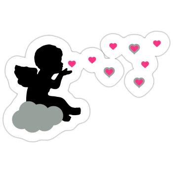 Cher ange - Sticker taille S (10 x 10 cm) - blanc mat - Devant