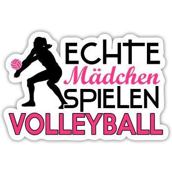 Echte Mädchen spielen Volleyball - Sticker Größe S (10 x 10 cm) - Mattweiß - Vorne