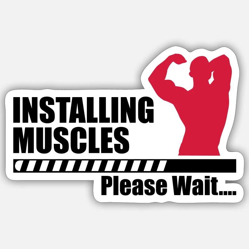 Installing Muscle - Funny gym - Sticker size S (10 x 10 cm) - white matte