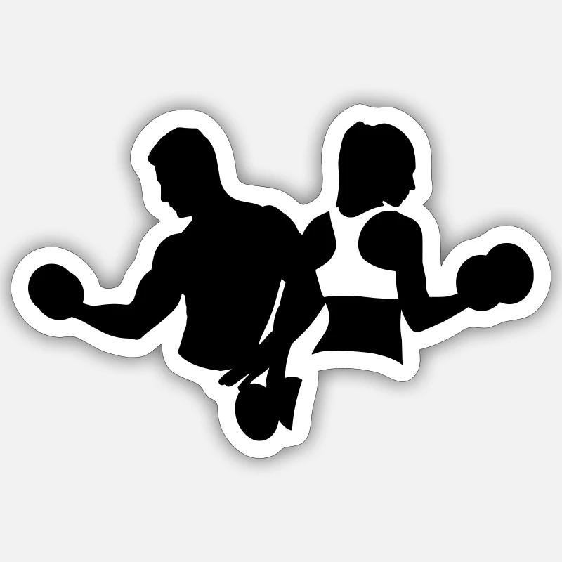 bodybuilding - Sticker taille S (10 x 10 cm) - blanc mat