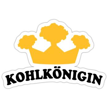 t-shirt bedrucken mit grünkohl motiv "kohlkönigin" - Sticker Größe S (10 x 10 cm) - Mattweiß - Vorne