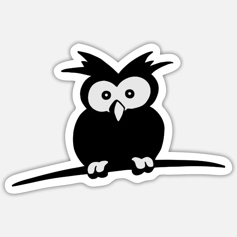 verschlafene starrende niedliche Eule Geschenk Sticker Größe S (10 x 10 cm)