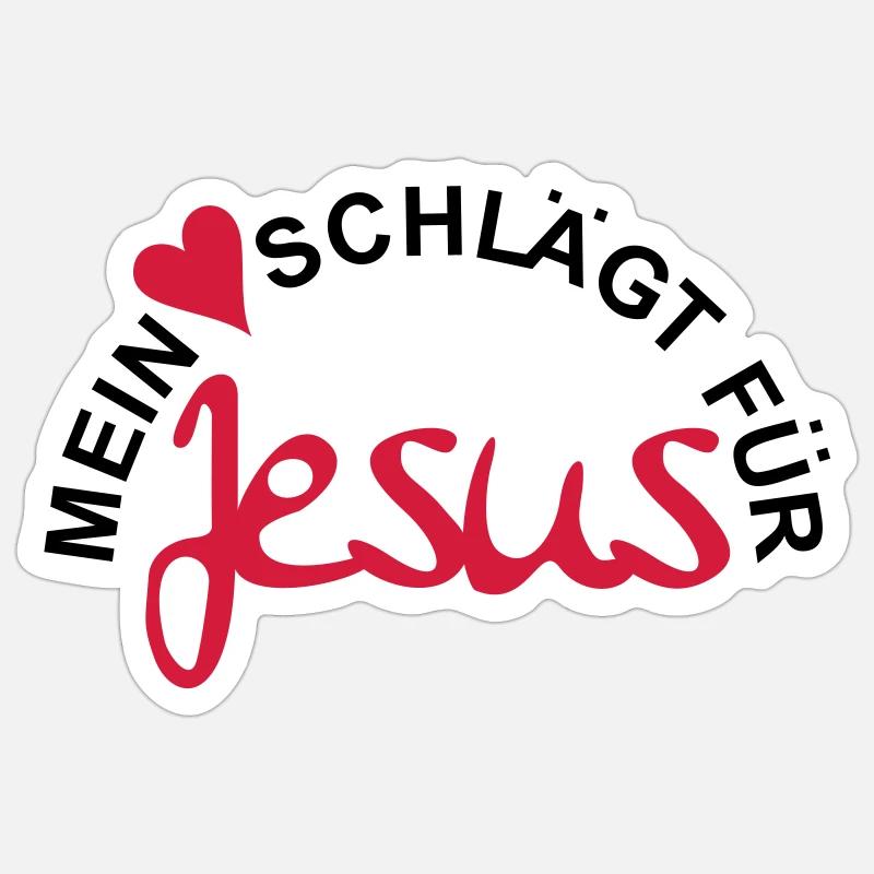 Mon cœur bat pour JESUS - Sticker taille S (10 x 10 cm) - blanc mat