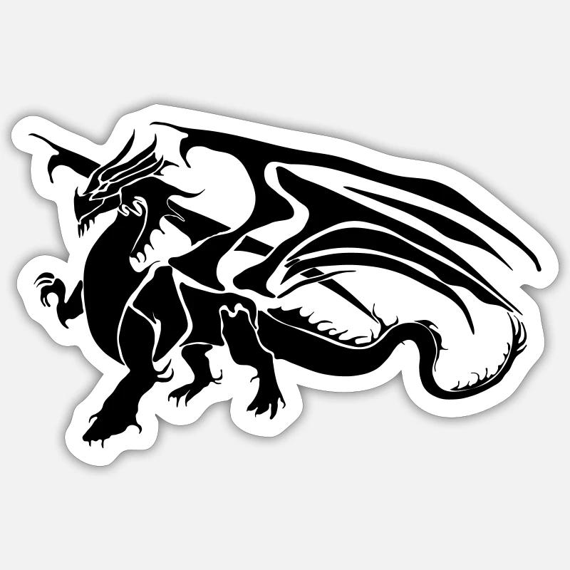 Drache am Boden Sticker Größe S (10 x 10 cm)