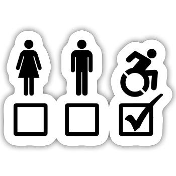 Rollstuhlfahrer ist geeignet # - Sticker Größe S (10 x 10 cm) - Mattweiß - Vorne