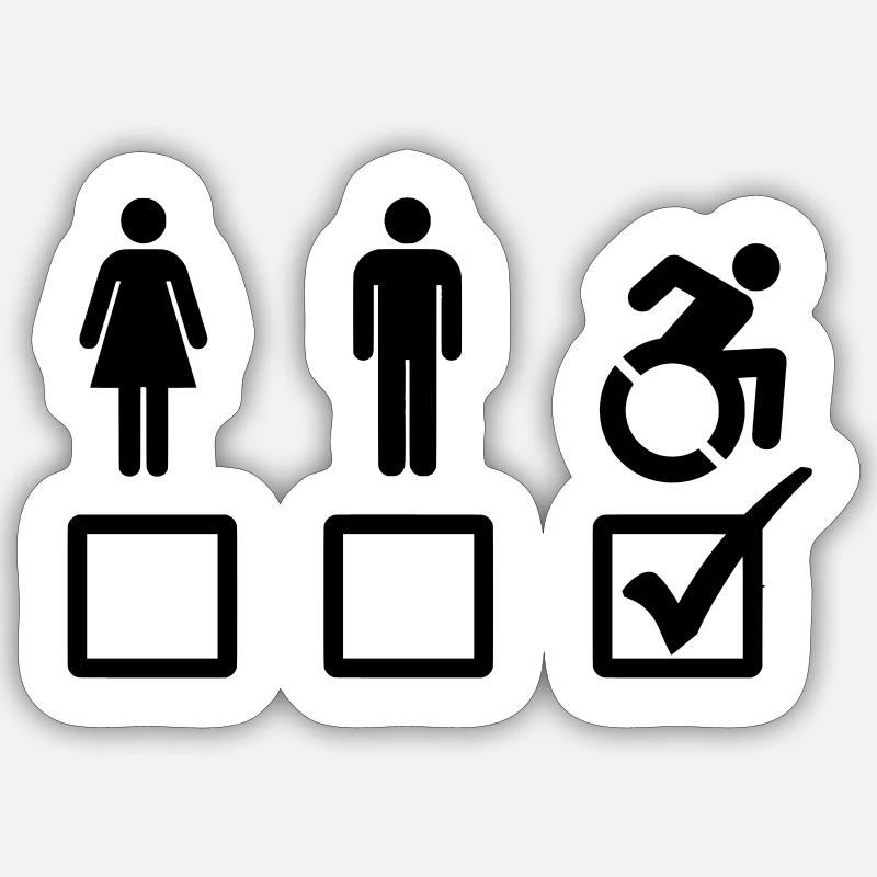 L’utilisateur d’un fauteuil roulant convient # Sticker taille S (10 x 10 cm)