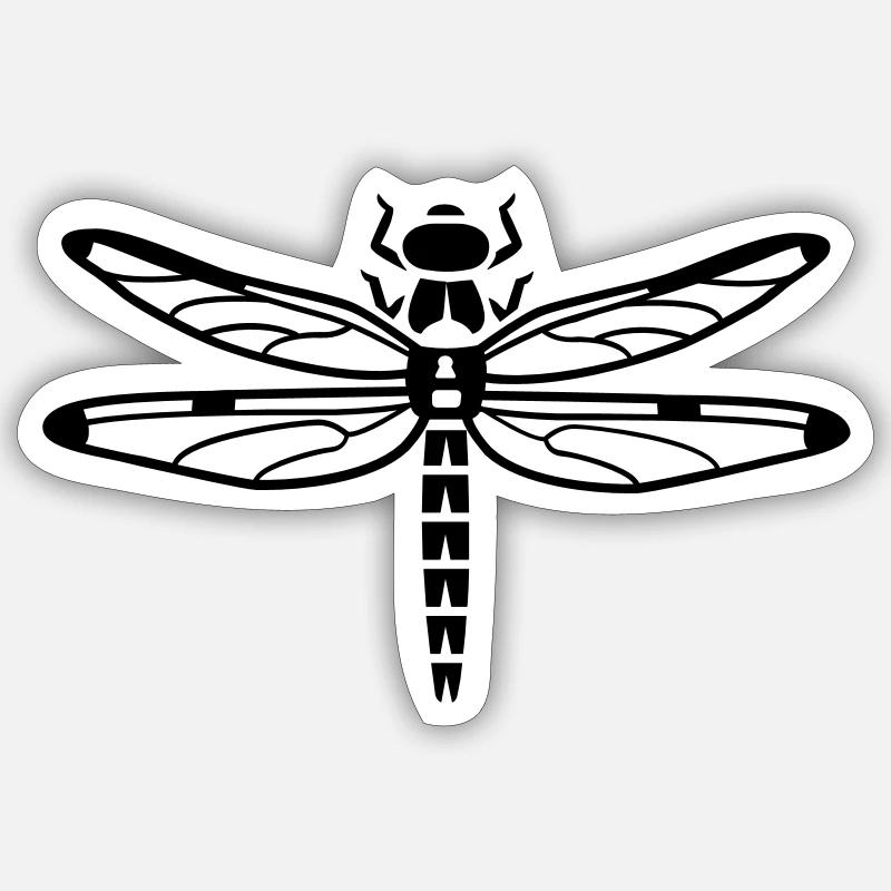 Dragonfly - insectes - Sticker taille S (10 x 10 cm) - blanc mat