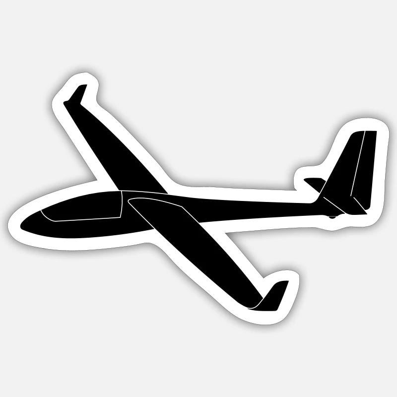 Planeur ASW15 diapositive - Sticker taille S (10 x 10 cm) - blanc mat