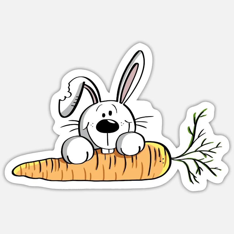 White rabbit with fat carrot - Easter - Easter bunny Sticker size S (10 x 10 cm)
