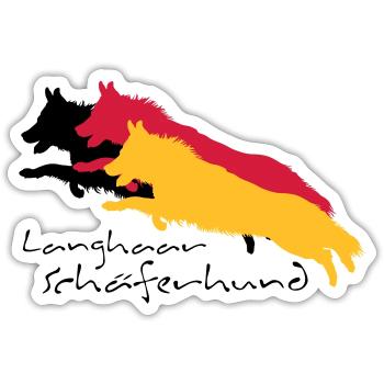 Langhaar schäferhund - Sticker Größe S (10 x 10 cm) - Mattweiß - Vorne